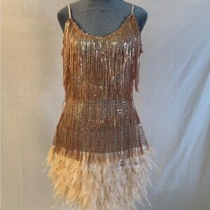 Gold Sequin Tiered Mini Dress
